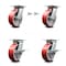 Service Caster 6 Inch Red Poly on Cast Iron Swivel Caster Swivel Locks 2 Brakes SCC, 2PK SCC-35S620-PUB-RS-BSL-2-SLB-2 - alternate 1